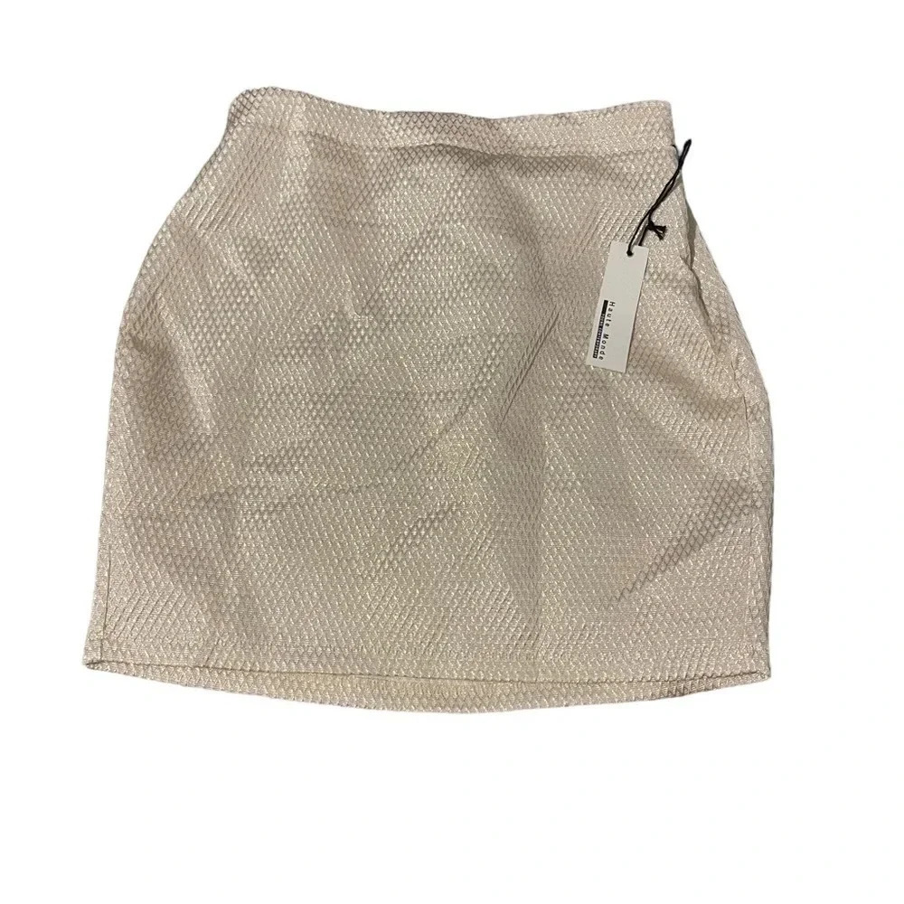 ✨Haute Monde Beige Textured Mini Skirt Women’s Size M NWT | Neutral Work Chic✨